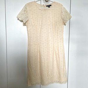 Short Sleeve Lace Dress in Cream